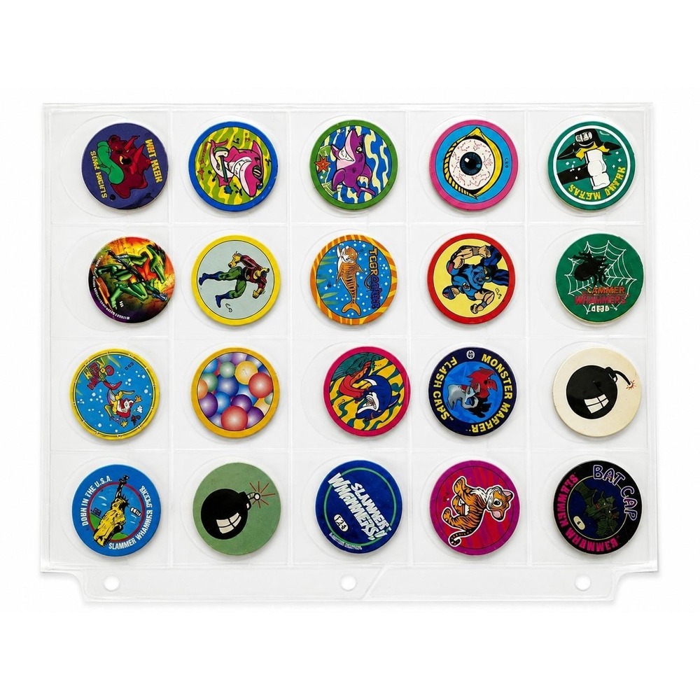 Vintage 1994 Slammer Whammers POGs Lot of 20 Imperial Milk Caps 90s Collector